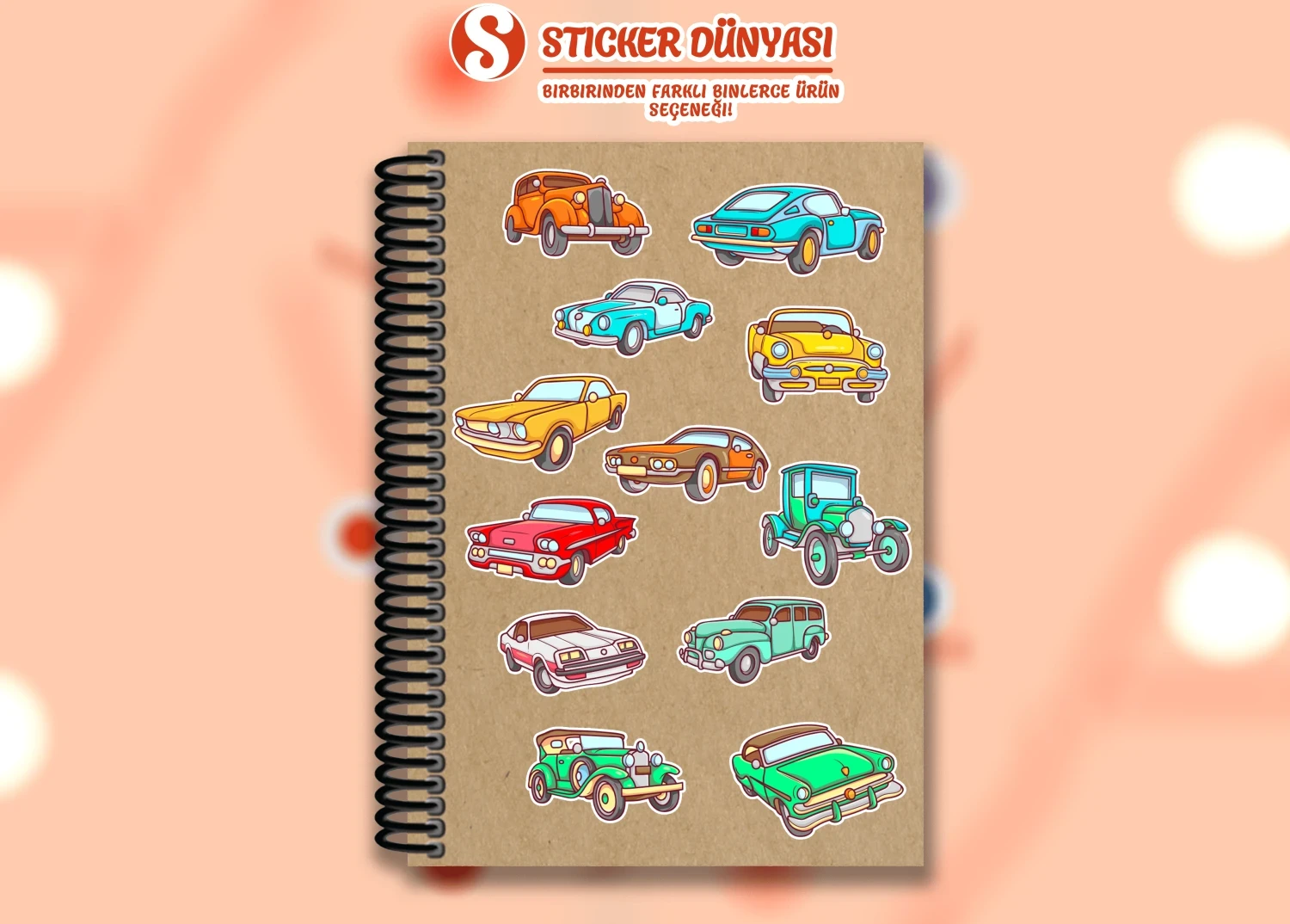 Eski Nostaljik Arabalar Sticker Koleksiyonu (Nost. Arabalar2) görsel 3